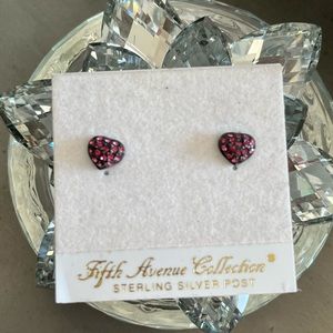 NWT Sax Fifth Avenue Heart sparkle earrings Valentines Day